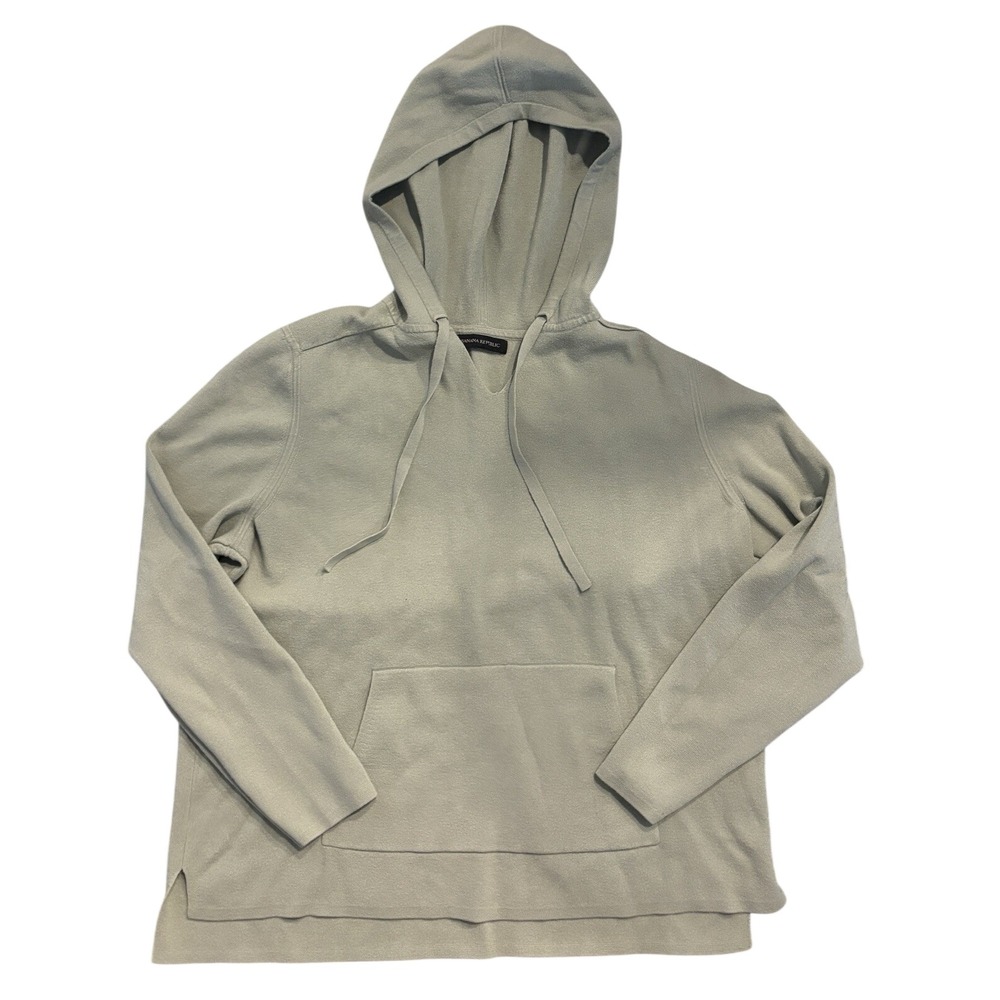 Banana Republic Womens Sage Green Knit Pullover Hoodie Sweater XL